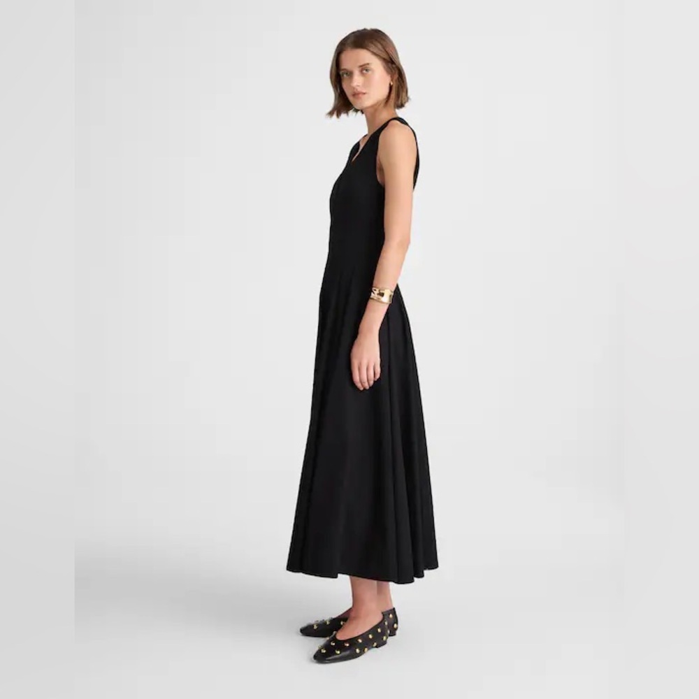 Madewell NWT V-Neck Circle Midi Dress Jet Black - Picture 3 of 9